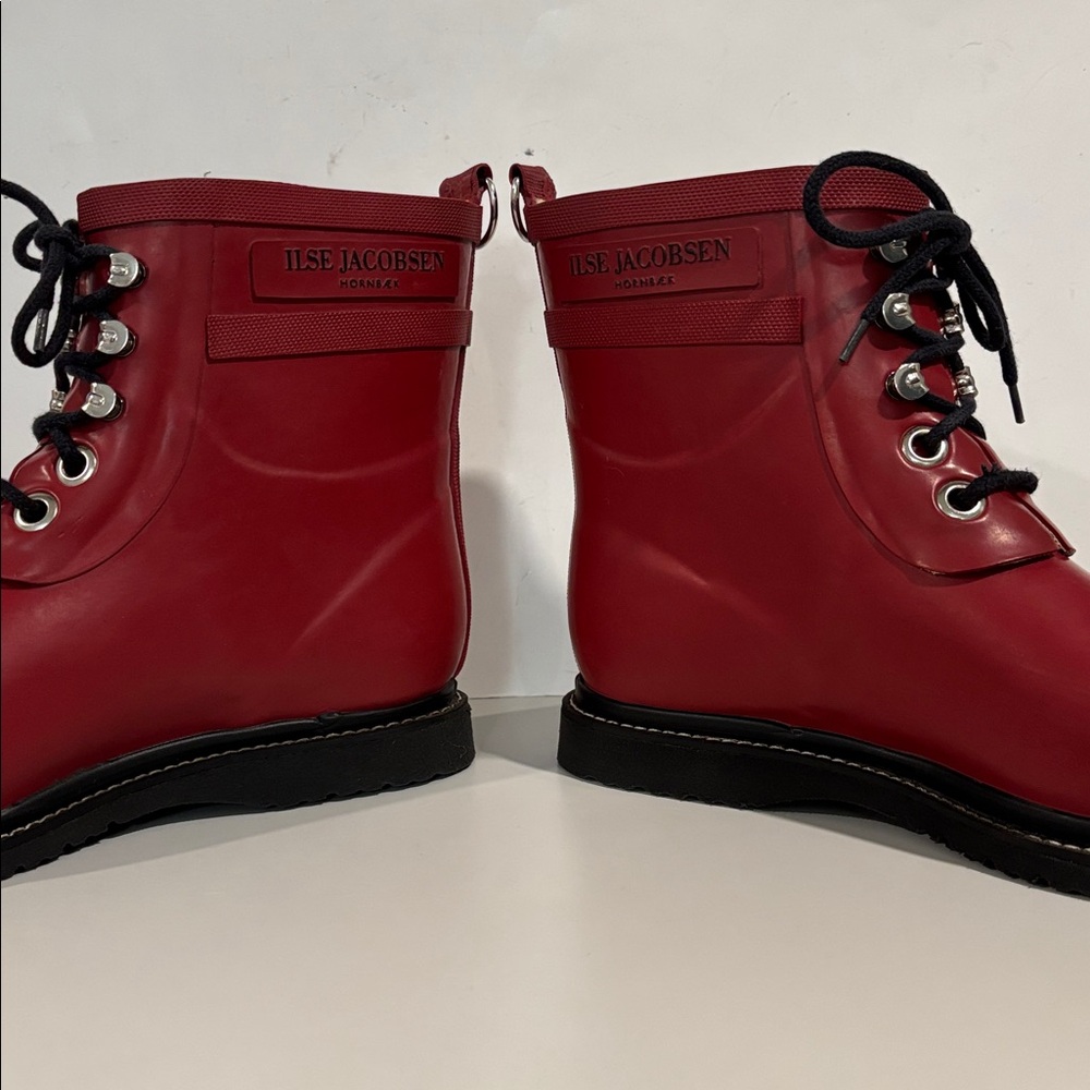 Ilse Jacobsen Cherry Lace-Up Rain Boots Fleece Lined Rubber RUB2 EU 38 - Picture 8 of 16